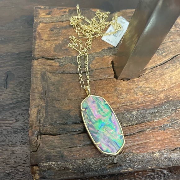 NWT Faceted Reid Gold Long Pendant Necklace in Lilac Abalone! - Picture 3 of 6